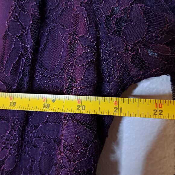 NEW Kelvin Clein Purple Lace Sleeve Sheath Dress Plus Size 16W Evening - Picture 4 of 13